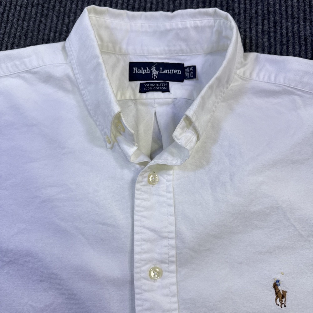 Polo Ralph Lauren Yarmouth Shirt Mens 17.6 -36 White Solid 100% Cotton